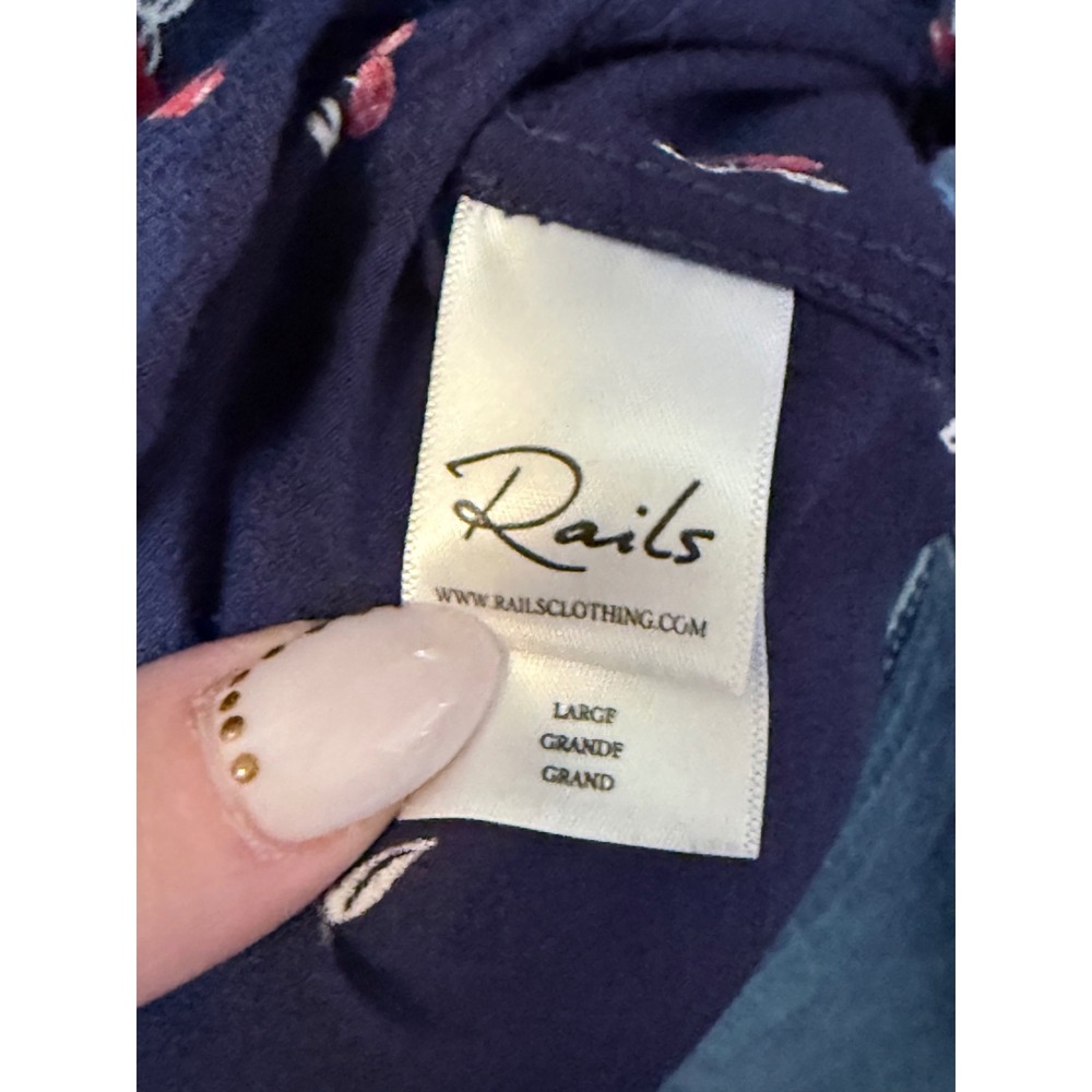 Rails Kate Navy Cherries Button Down Shirt Long Sleeve Large ANTH-901-615-347 - Picture 3 of 5